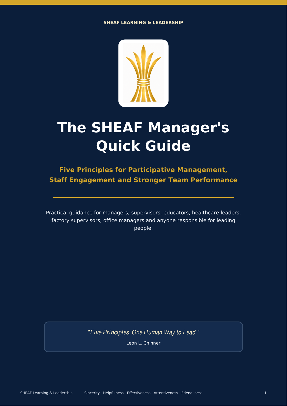 Cover of The SHEAF Manager's Quick Guide
